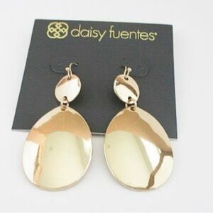Daisy Fuentes Gold-Tone Disc Drop Earrings 2” NWT
